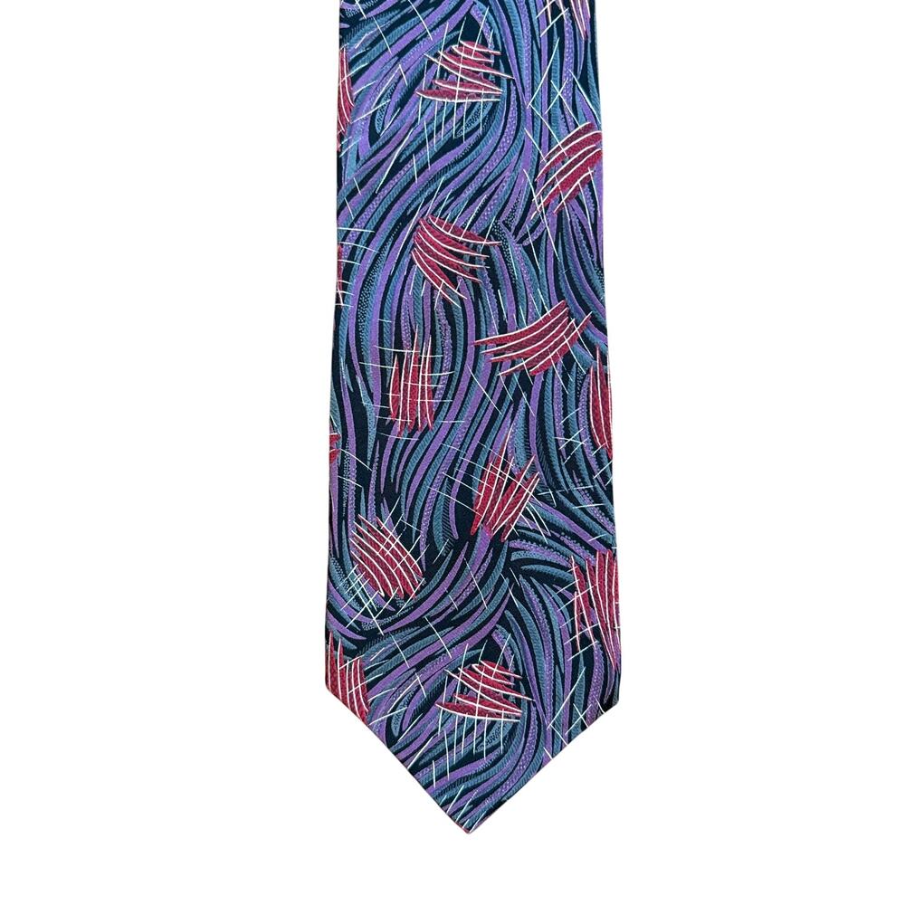 [Vintage] Purple Abstract Christian Dior 100% Silk Neck Tie